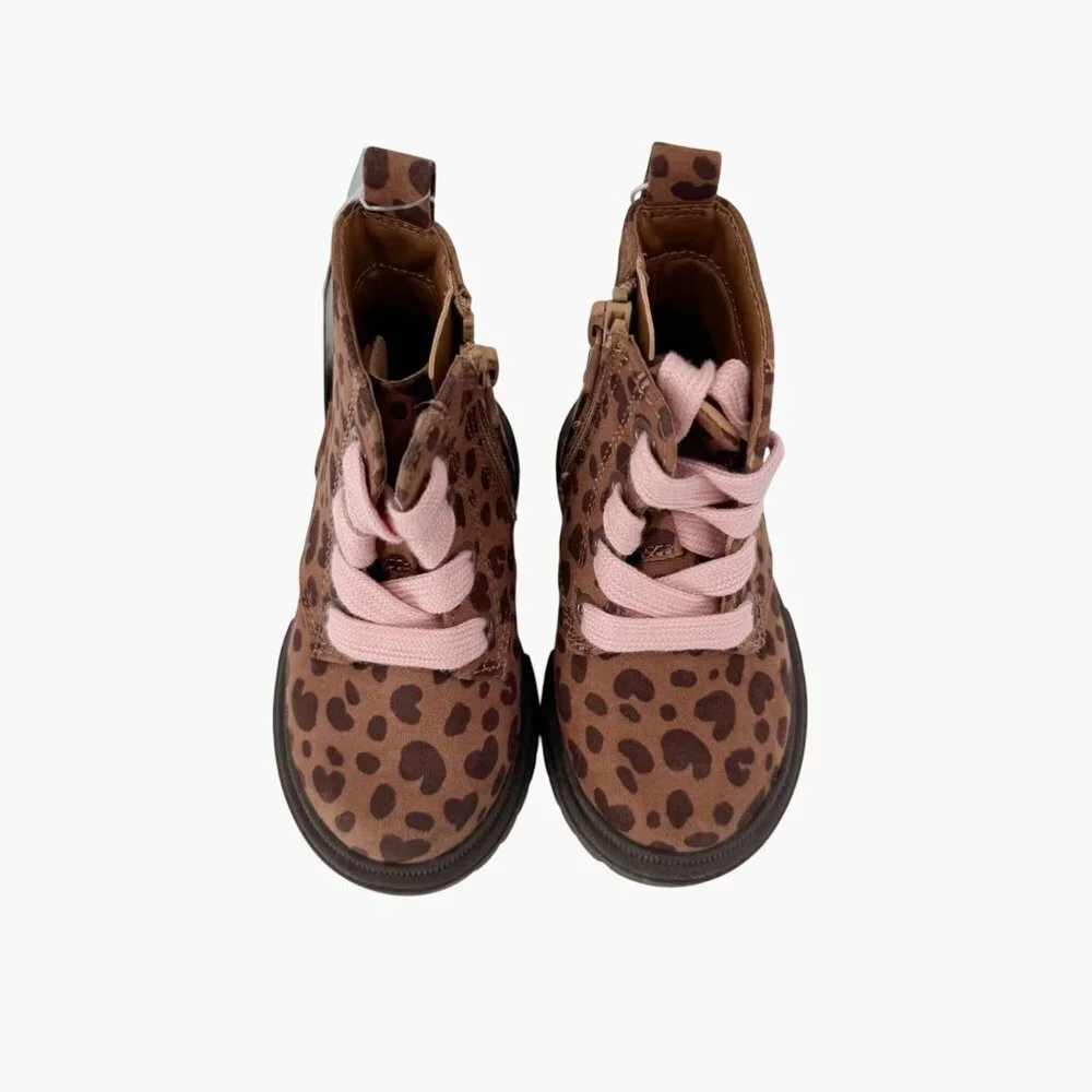 NEW Cat & Jack Toddler Girls' Amaya Leopard Print Combat Boots Size 5